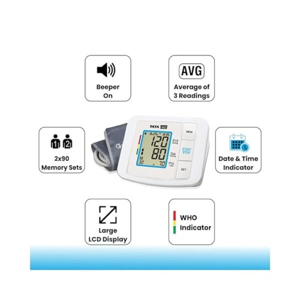 Tata 1mg Blood Pressure Monitor Fully Automatic, Upper Arm Style Digital BP Monitor - Image 3